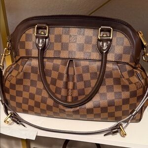 Elegant Brown Checkered Handbag